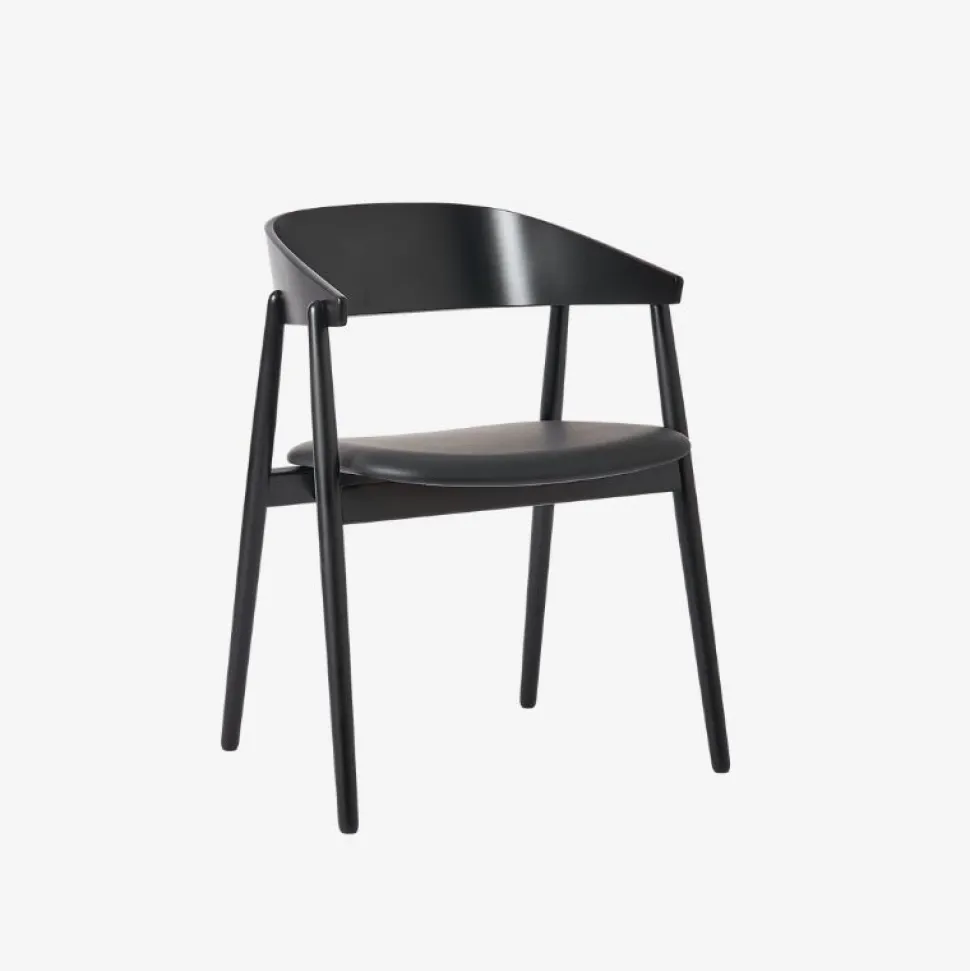 Andersen Furniture AC2 Stol Sort Mat Lakeret Bøg Sort Læder