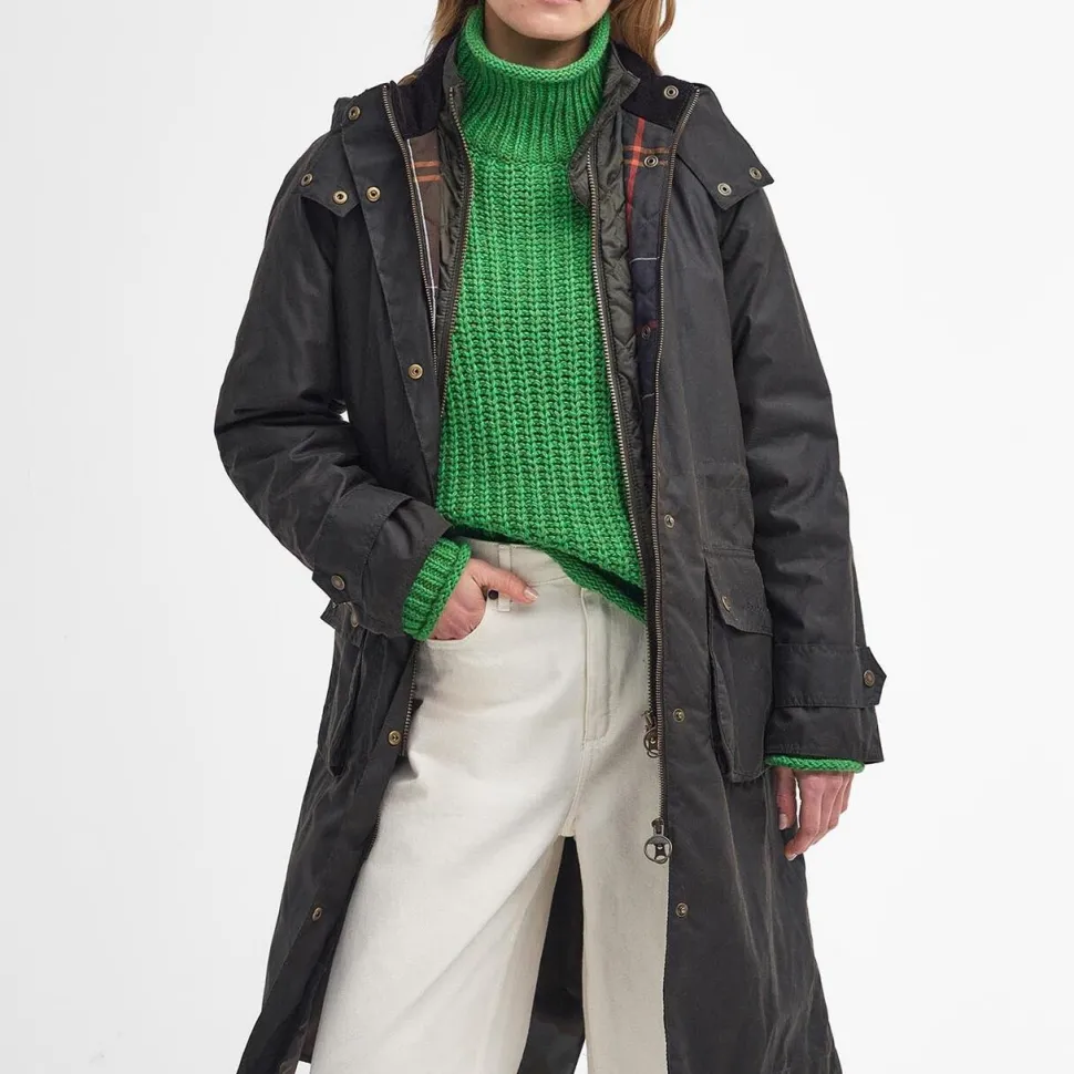 Barbour Long Cannich Waxed Jacket Olive-Classic