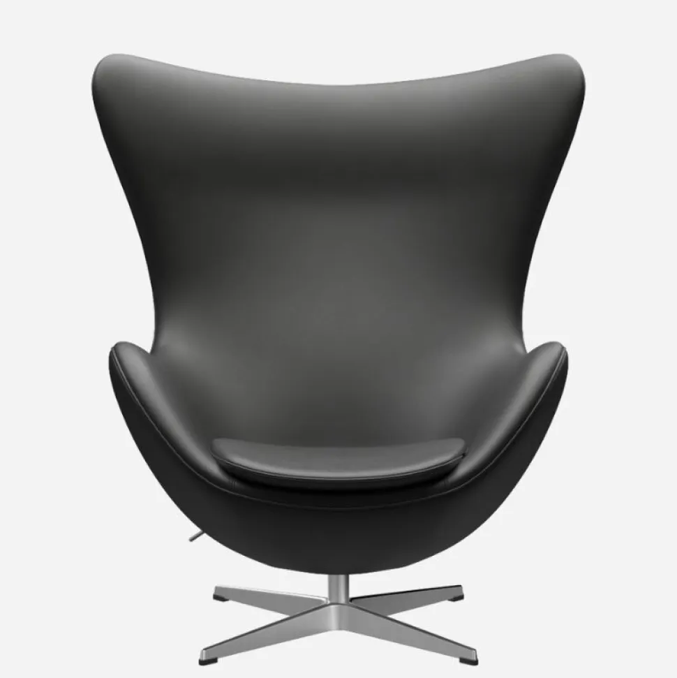Fritz Hansen 3316 Ægget Sort Essential Læder Inkl. Fodskammel