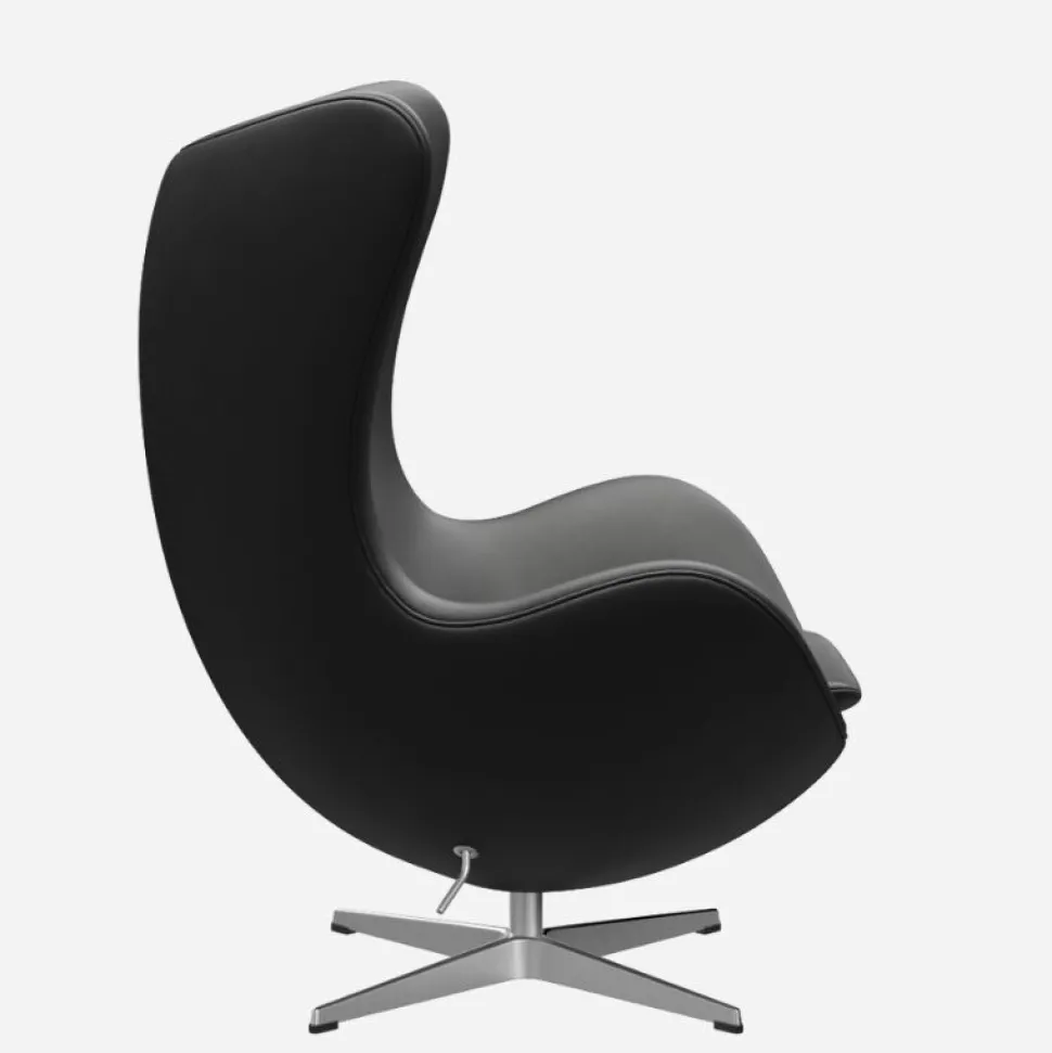 Fritz Hansen 3316 Ægget Sort Essential Læder Inkl. Fodskammel