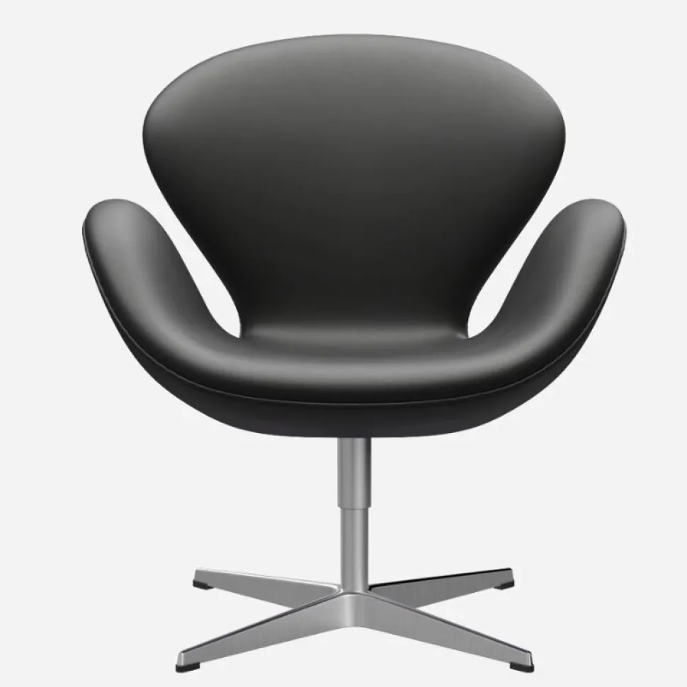 Fritz Hansen 3320 Svanen Sort Essential Læder