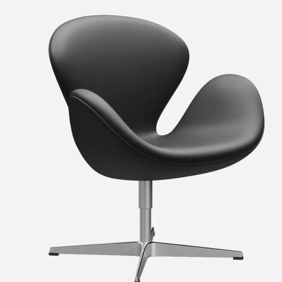 Fritz Hansen 3320 Svanen Sort Essential Læder
