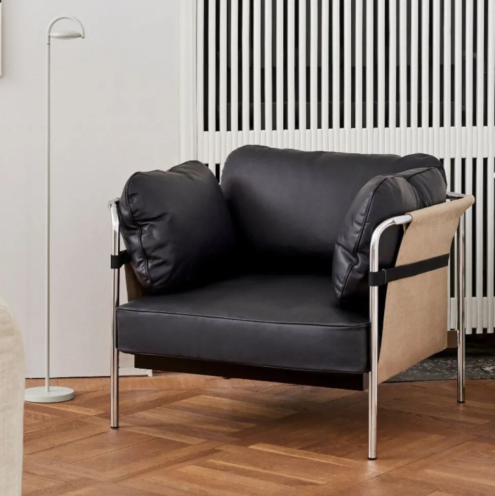 Hay Can 1 Seater Natural Canvas & Sort Sense Læder