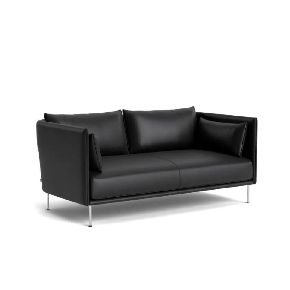 Hay Silhouette 2-Pers. Sofa Stål & Sort Sense Læder
