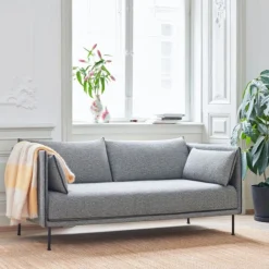 Hay Silhouette 2-Pers. Sofa Stål & Sort Sense Læder