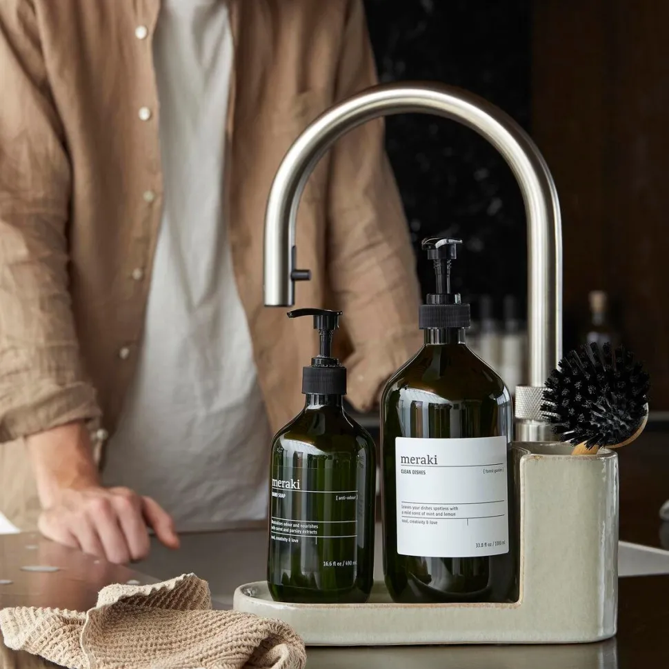 Meraki Brush & Soap Holder Datura Shellish Grey