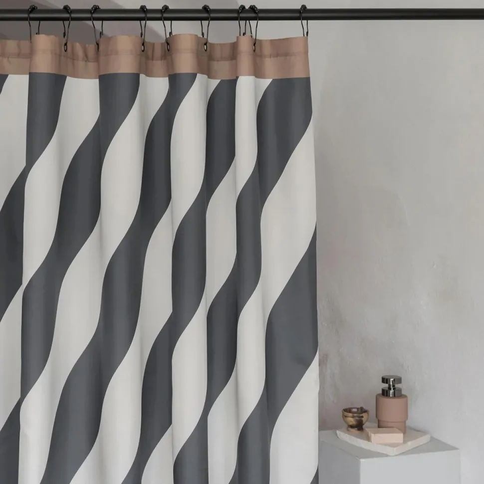 Mette Ditmer Diagonal Shower Curtain Dark Grey
