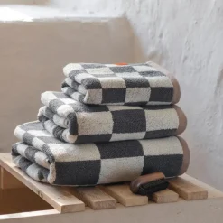 Mette Ditmer Retro Bath Towel Dark Grey