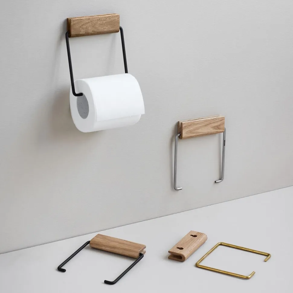 Moebe Toilet Roll Holder Oak/Brass