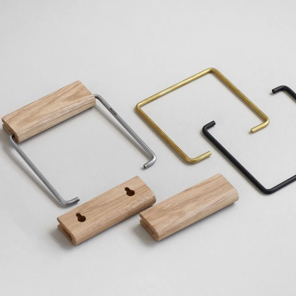Moebe Toilet Roll Holder Oak/Brass