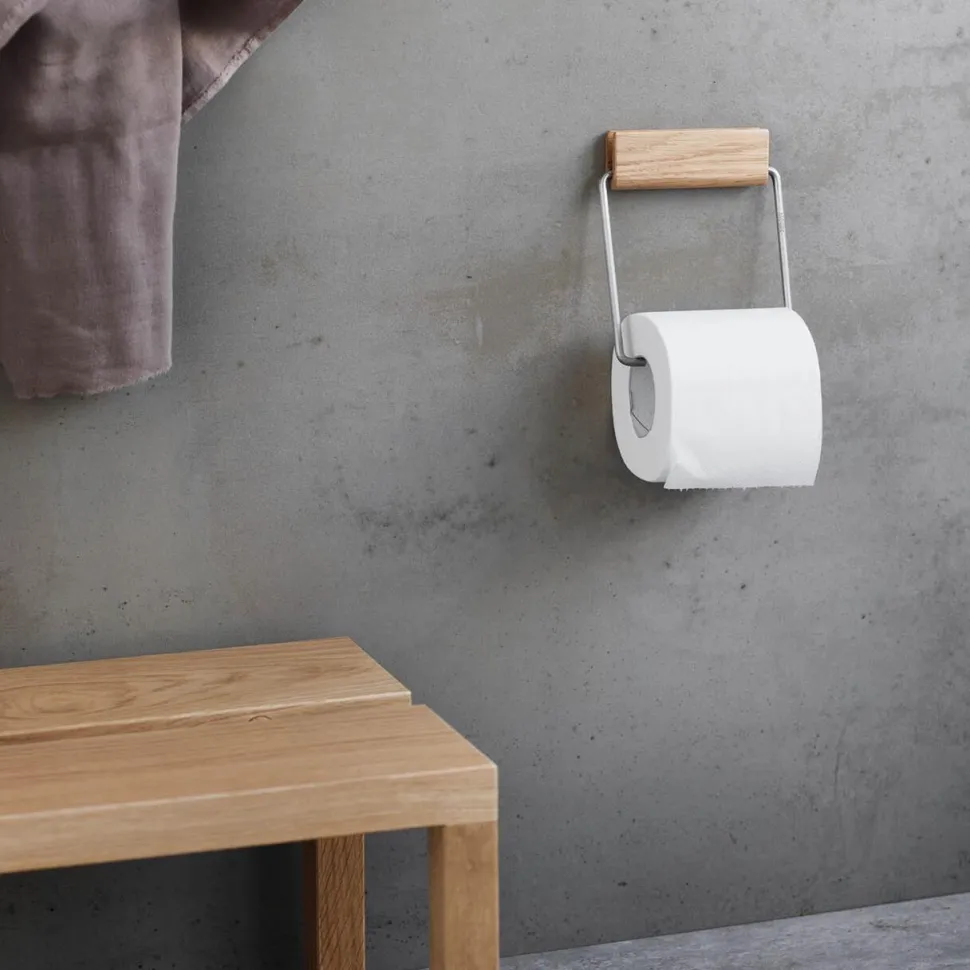 Moebe Toilet Roll Holder Oak/Steel