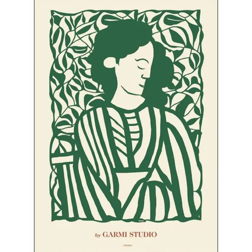 Poster & Frame Night Papercut Green 50x70 cm