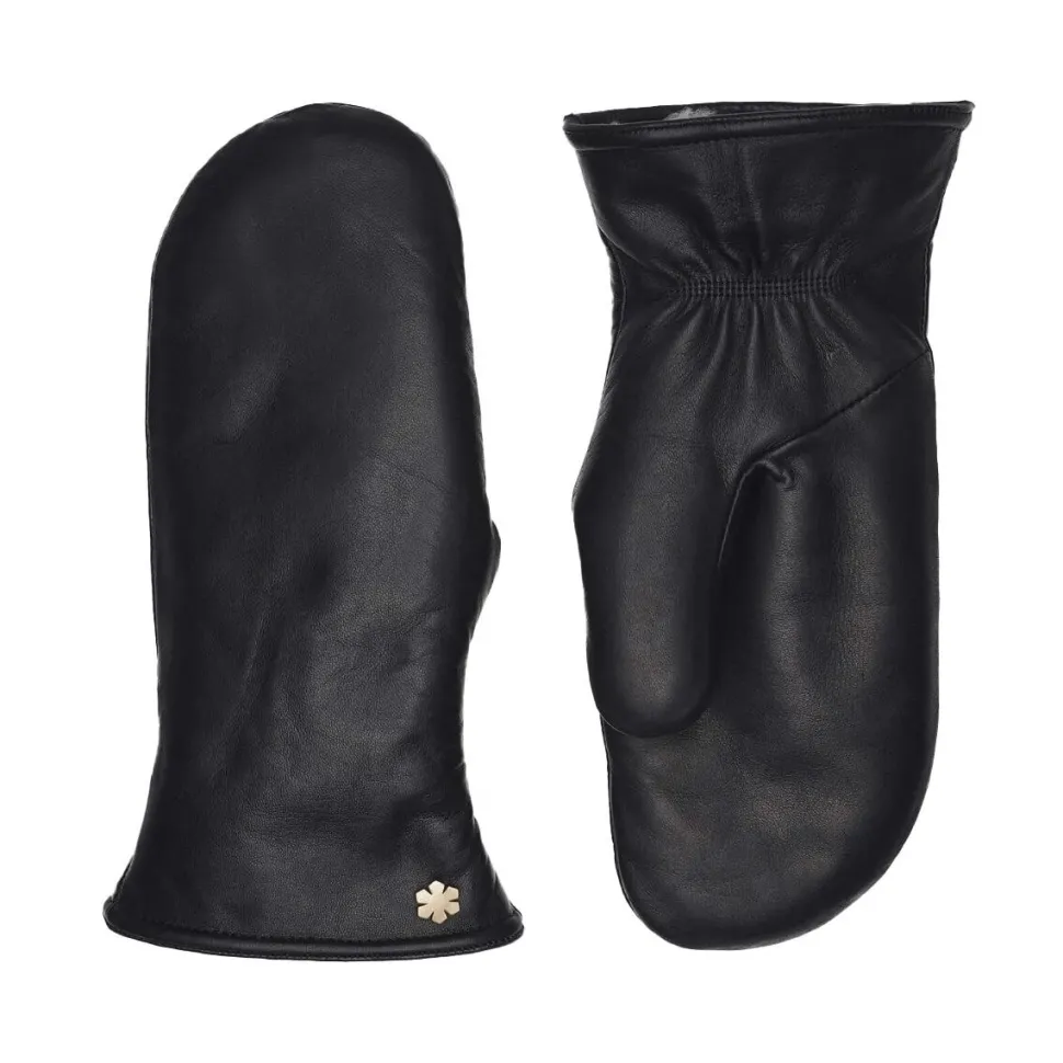 RHANDERS Helena Leather Mittens Black