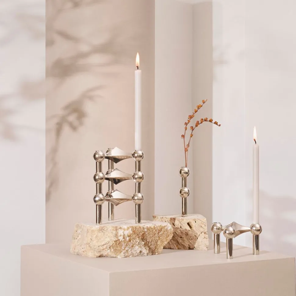 STOFF Nagel Candle Holder Set With 3 Chrome