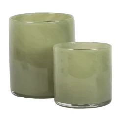 Tell Me More Lyric Candleholder Small Olive Green