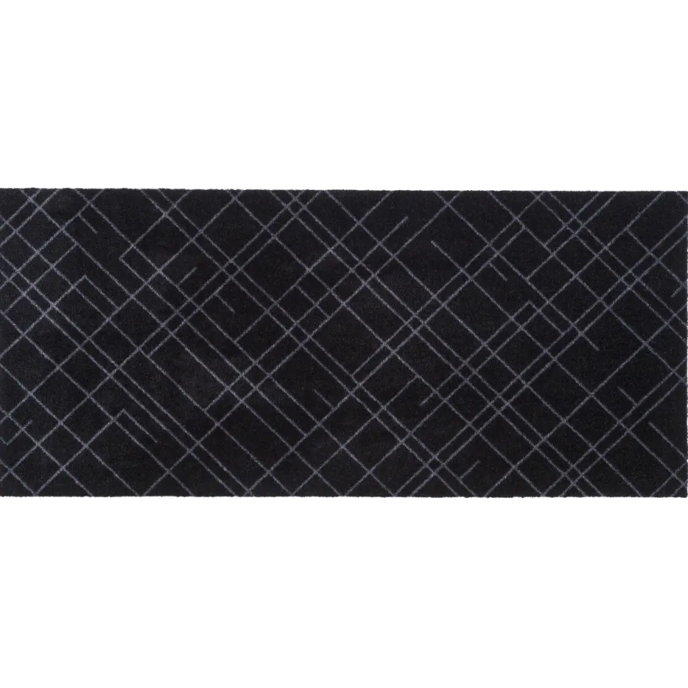 Tica Copenhagen Lines Smudsmåtte Sort/Grå 67x150 cm