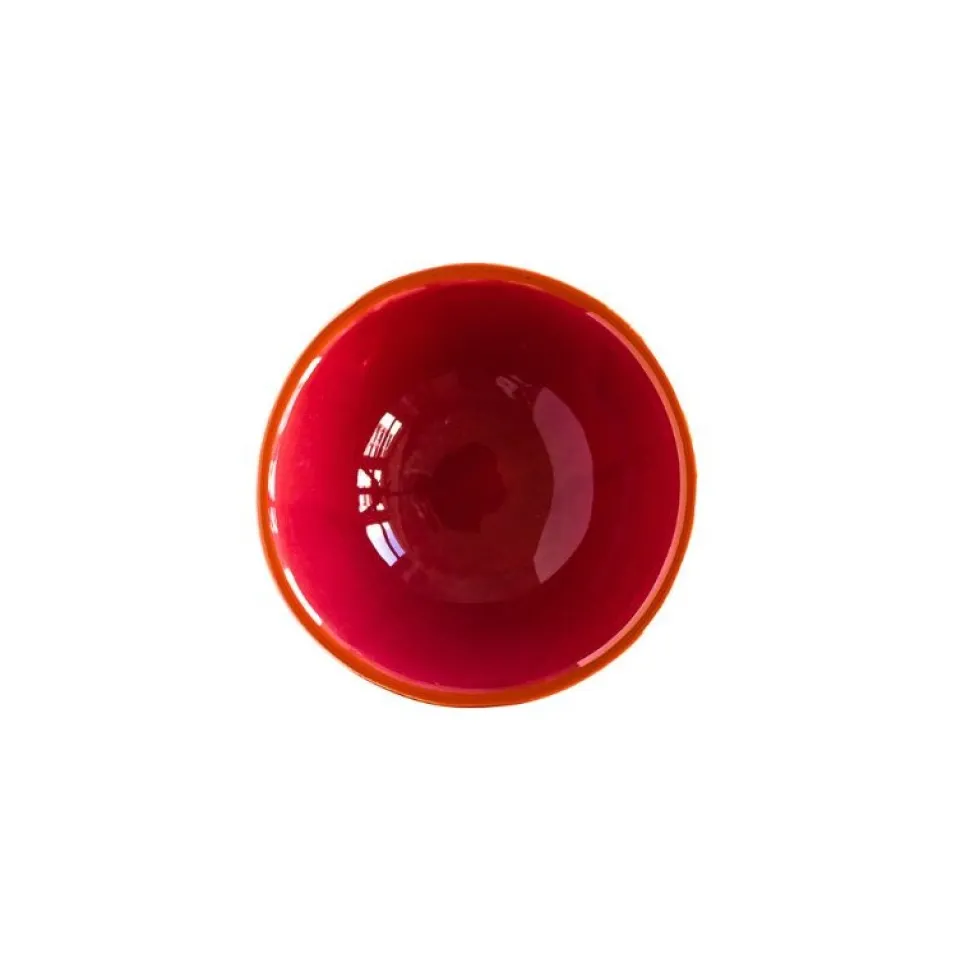 Val Pottery Inez Bowl Dark Red/Dark Orange Line