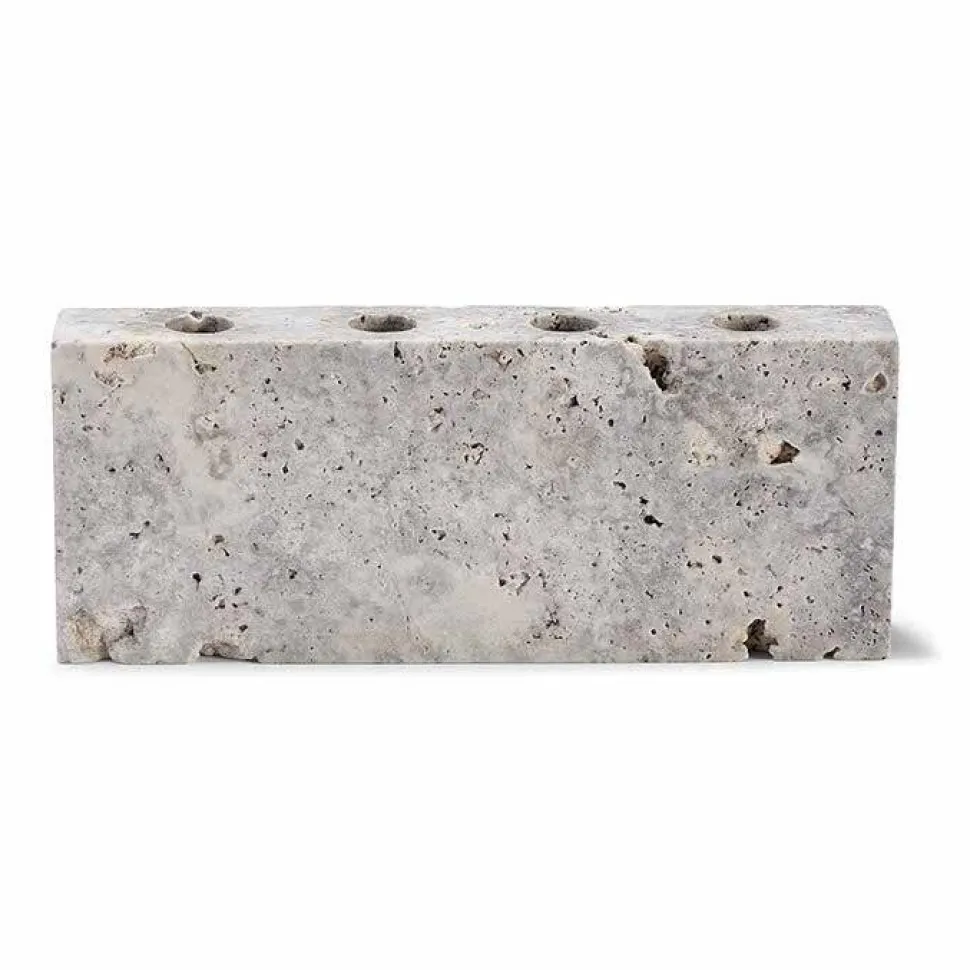 Wabi Sabi Nordic Epode Lysestage (4) Travertin Silver