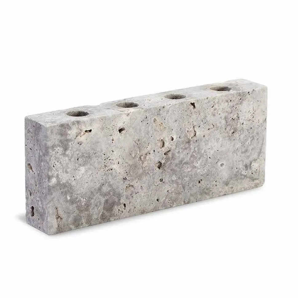 Wabi Sabi Nordic Epode Lysestage (4) Travertin Silver