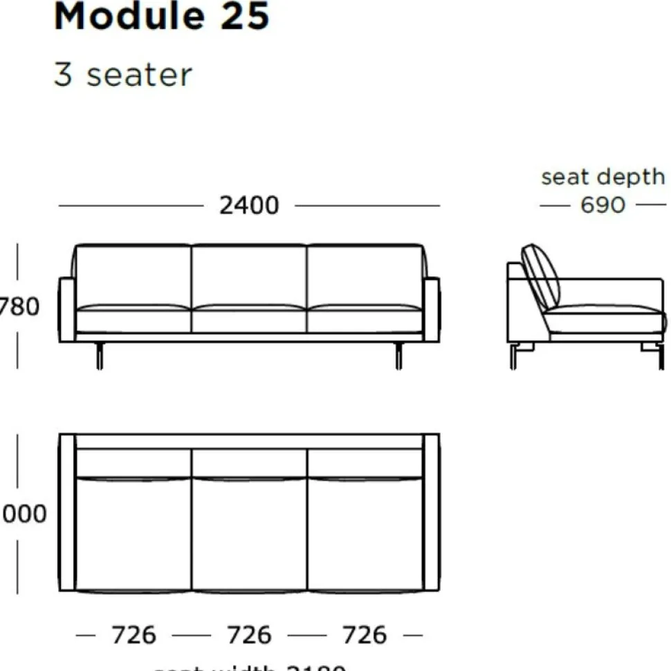 Wendelbo Edge V1 3-Pers. Sofa Sort Faith Læder