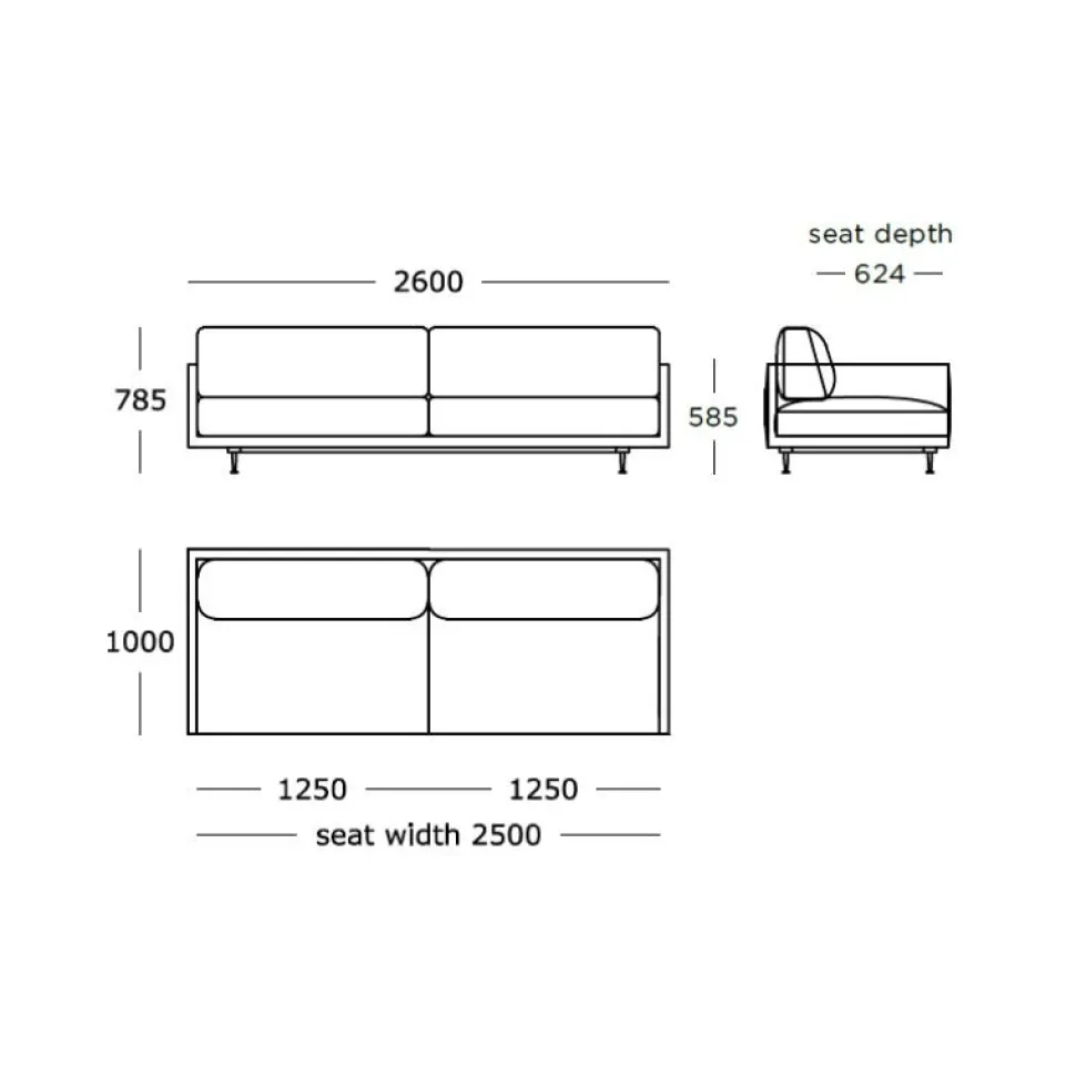 Wendelbo Maho 3 Pers. Sofa Navona 02