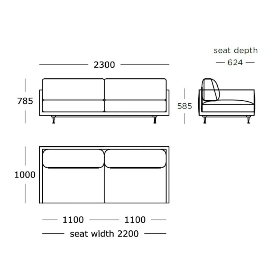 Wendelbo Maho 2,5 Pers. Sofa Navona 02