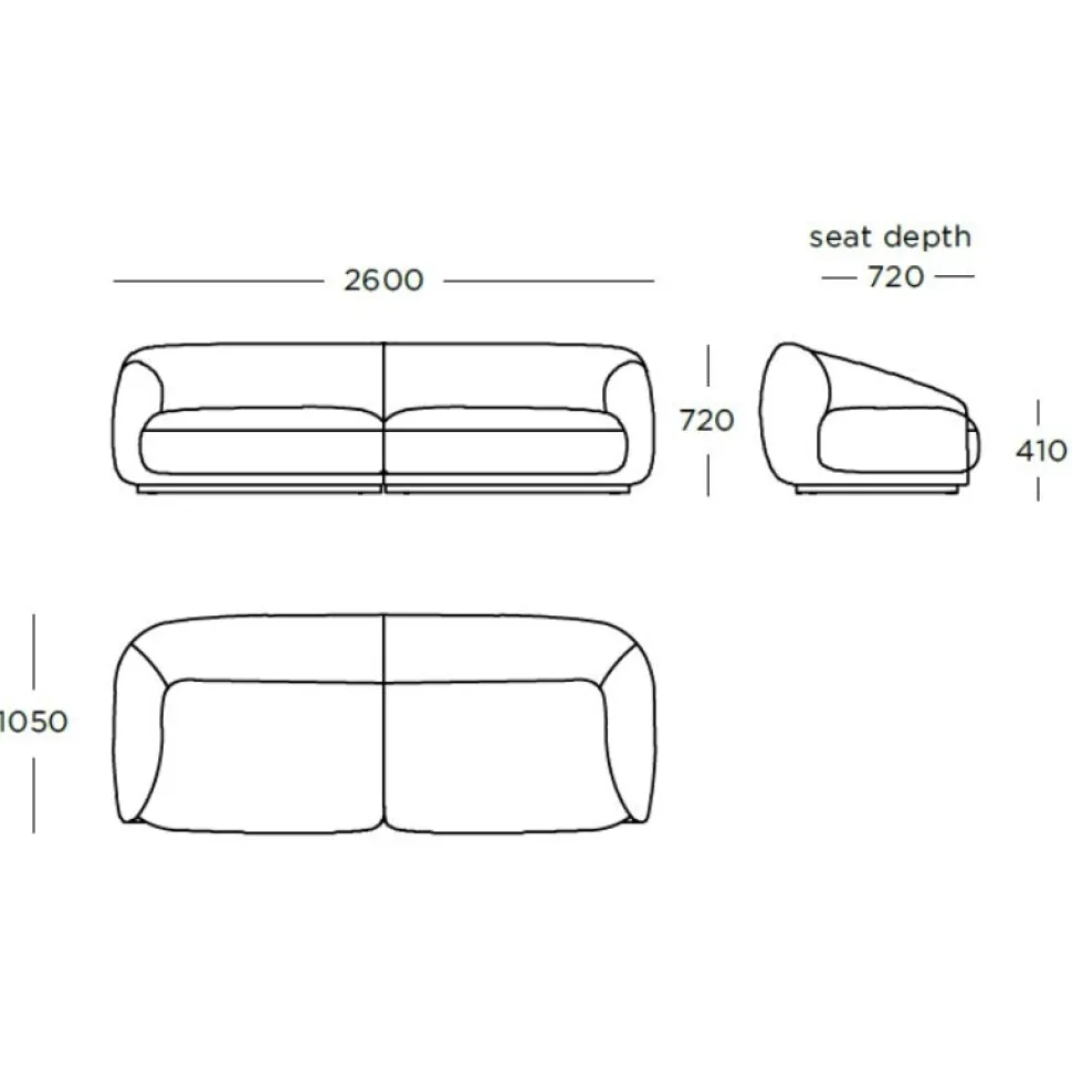 Wendelbo Montholon 3-Pers. Sofa Bosa Col. 04